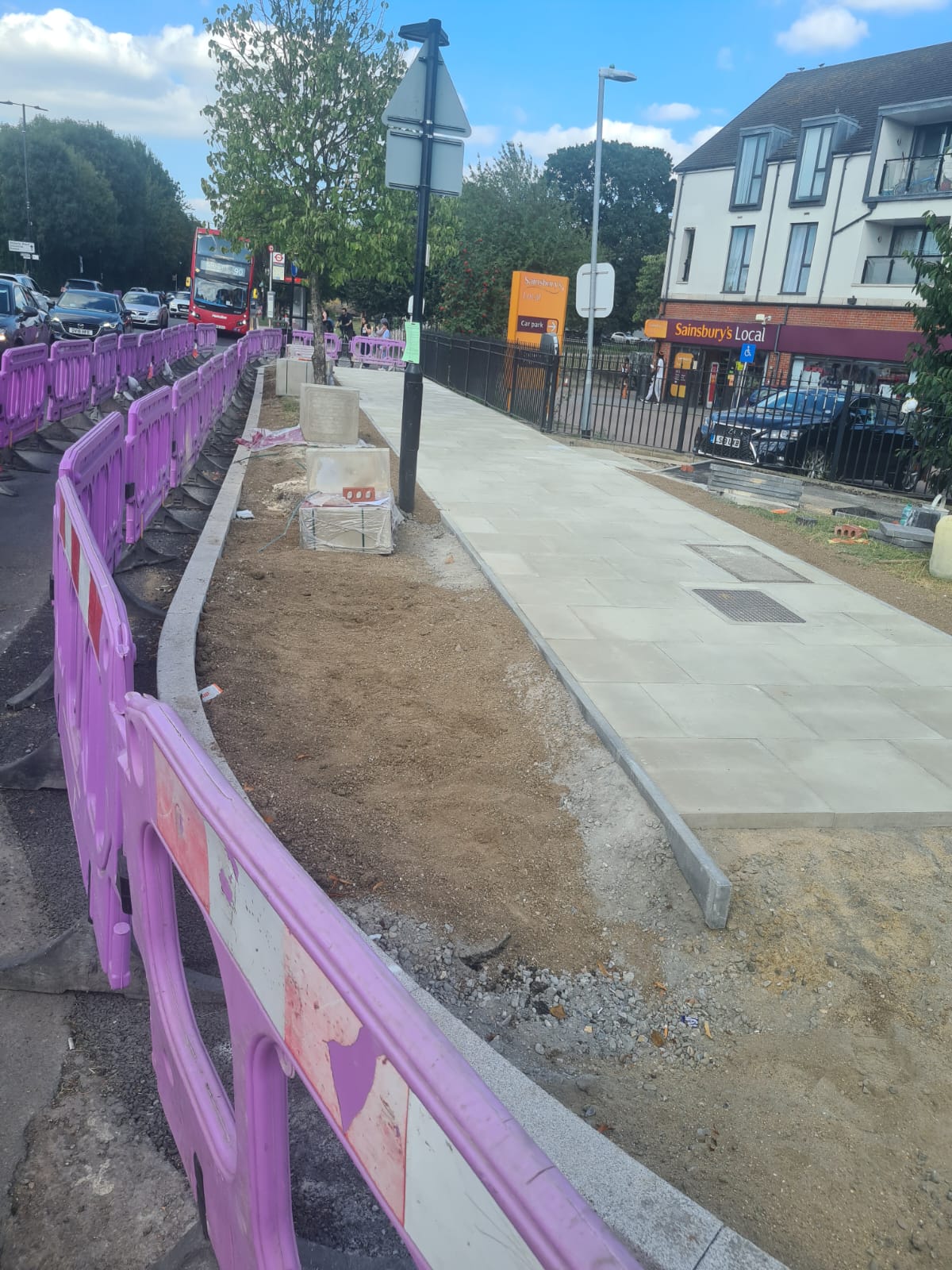 Public paving groundwork and concrete base