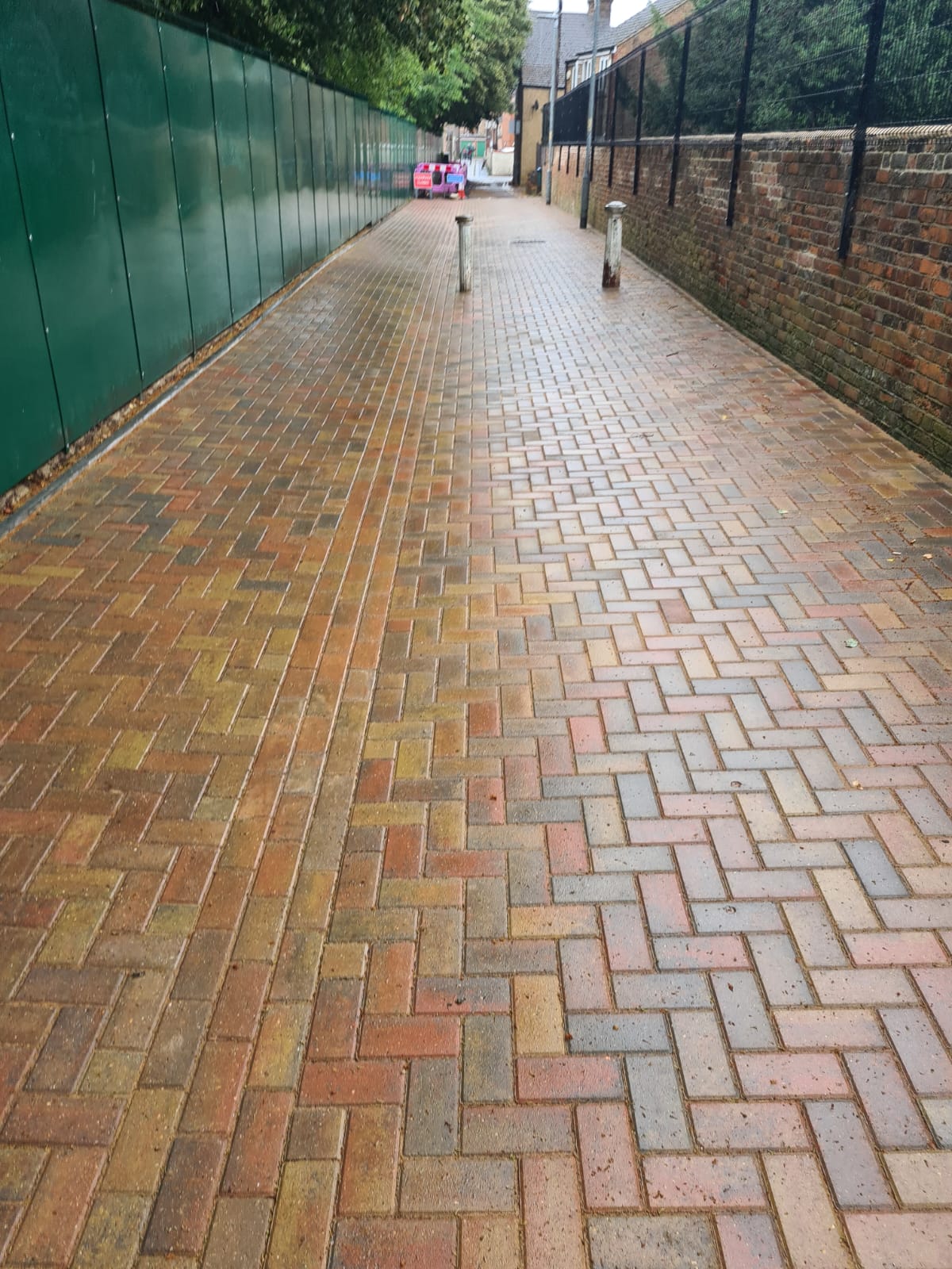 Completed block-paved pedestrian route