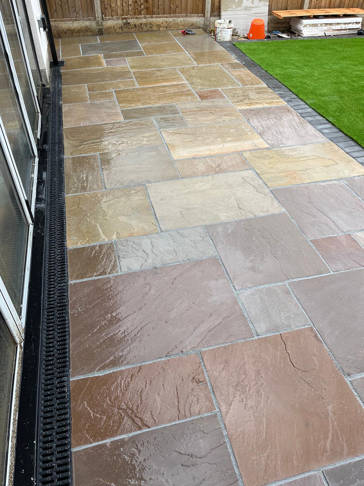 Mixed stone patio
